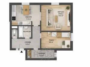 Prodej bytu 2+1, Hostouň, U Tvrze, 52 m2