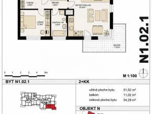 Pronájem bytu 2+kk, Praha - Hostivař, Rižská, 51 m2