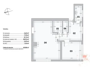 Pronájem bytu 2+kk, Praha - Michle, Podle Kačerova, 43 m2