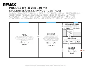 Prodej bytu 2+kk, Litvínov - Horní Litvínov, Studentská, 49 m2