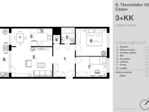 Prodej bytu 3+kk, Čáslav, R. Těsnohlídka, 70 m2