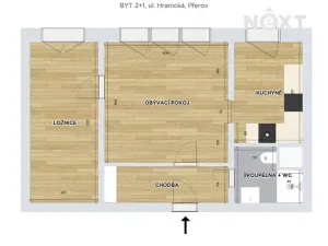 Pronájem bytu 2+1, Přerov, Hranická, 43 m2