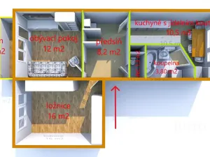 Pronájem bytu 2+1, Staré Město, Brněnská, 56 m2