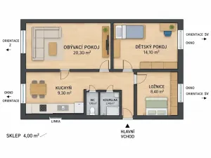 Prodej bytu 3+1, Horní Loděnice, 63 m2