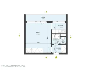 Pronájem bytu 1+kk, Pardubice, Bělehradská, 32 m2