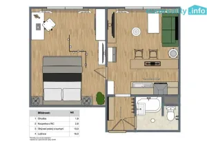 Pronájem bytu 2+kk, Cheb, Boženy Němcové, 33 m2