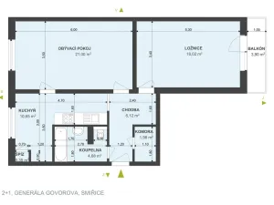 Pronájem bytu 2+1, Smiřice, Gen. Govorova, 63 m2