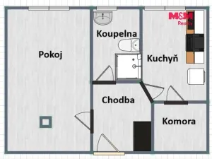 Prodej bytu 1+1, Kostelec nad Orlicí, Rudé armády, 32 m2
