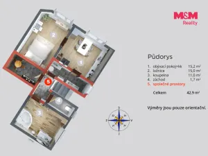Prodej bytu 1+1, Povrly, Školní, 43 m2