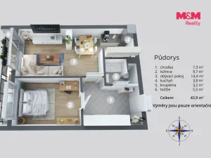 Prodej bytu 2+kk, Teplice - Trnovany, Antonína Sochora, 40 m2