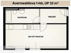 Pronájem bytu 1+kk, Brno, Auerswaldova, 32 m2