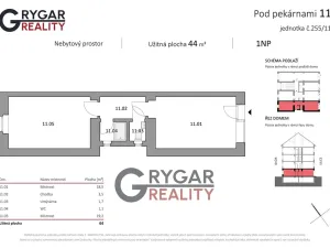 Prodej obchodního prostoru, Praha - Vysočany, Pod pekárnami, 44 m2