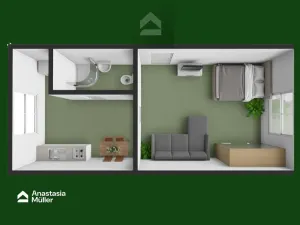 Pronájem bytu 1+1, Plzeň, Prvomájová, 32 m2