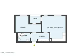 Prodej bytu 2+kk, Hradec Králové, Všehrdova, 53 m2