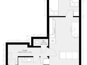 Pronájem bytu 2+kk, Brno - Bystrc, Černého, 53 m2