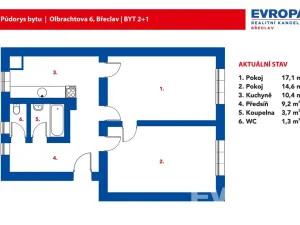 Pronájem bytu 2+1, Břeclav, Olbrachtova, 65 m2