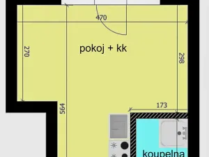 Pronájem bytu 1+kk, Velký Osek, Revoluční, 22 m2