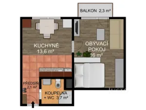 Pronájem bytu 1+1, Písek - Budějovické Předměstí, třída Přátelství, 38 m2