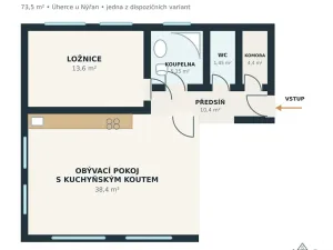 Pronájem bytu 2+kk, Úherce, Hlavní, 73 m2