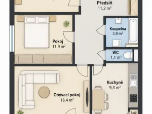 Prodej bytu 3+1, Brno, Neužilova, 69 m2