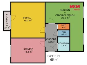 Prodej bytu 3+1, Moravská Třebová - Předměstí, Zahradnická, 65 m2