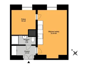 Pronájem bytu 2+kk, Praha - Vinohrady, Rybalkova, 39 m2