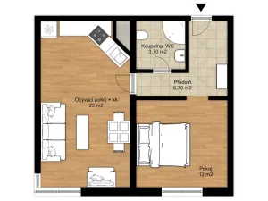 Pronájem bytu 2+kk, České Budějovice - České Budějovice 7, Lidická tř., 45 m2