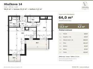 Prodej bytu 2+kk, Praha - Letňany, Hlučkova, 60 m2