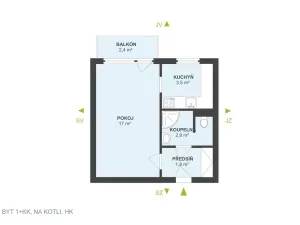 Prodej bytu 1+kk, Hradec Králové, Na Kotli, 28 m2
