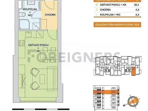 Pronájem bytu 1+kk, Olomouc, Aloise Rašína, 29 m2