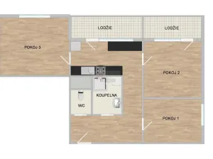 Pronájem bytu 3+kk, Praha - Letňany, Rýmařovská, 56 m2