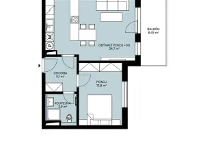 Prodej bytu 2+kk, Praha - Lhotka, Na rovinách, 47 m2