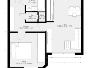 Pronájem bytu 2+kk, Brno - Bohunice, Spodní, 44 m2