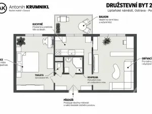 Prodej bytu 2+1, Ostrava - Poruba, Liptaňské náměstí, 54 m2