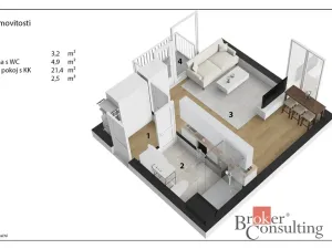 Pronájem bytu 1+kk, Hradec Králové - Nový Hradec Králové, 32 m2