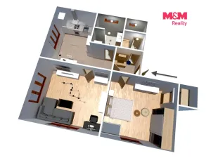 Prodej bytu 2+1, Rožďalovice, Náměstí, 61 m2