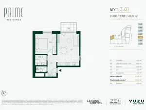 Prodej bytu 2+kk, Praha - Libeň, Primátorská, 42 m2