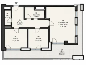 Prodej bytu 3+kk, Praha - Malešice, Nad úžlabinou, 65 m2