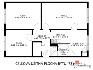 Prodej bytu 3+1, Břeclav, U Splavu, 73 m2