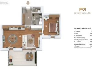 Pronájem bytu 2+kk, Frýdek-Místek, 61 m2