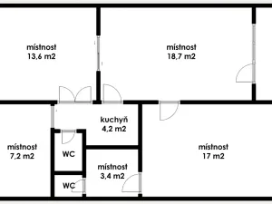 Prodej kanceláře, Most, Obránců míru, 68 m2