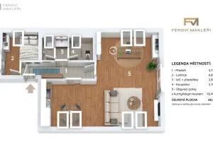 Pronájem bytu 2+kk, Frýdek-Místek, 60 m2