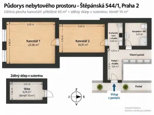 Pronájem bytu 2+kk, Praha - Nové Město, Štěpánská, 74 m2