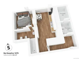 Prodej bytu 1+1, Praha - Vinohrady, Na Kozačce, 48 m2