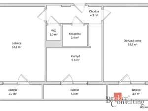 Prodej bytu 2+1, Brno - Černovice, Slámova, 56 m2