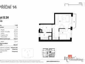 Pronájem bytu 2+kk, Brno - Zábrdovice, Příční, 44 m2
