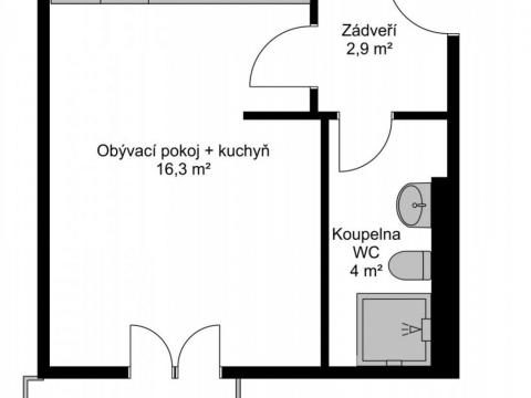 Pronájem bytu 1+kk, Slaný, Slaný, 24 m2