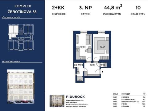 Prodej bytu 2+kk, Praha - Žižkov, Žerotínova, 45 m2