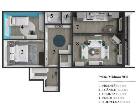 Prodej bytu 3+1, Praha - Modřany, Mádrova, 77 m2