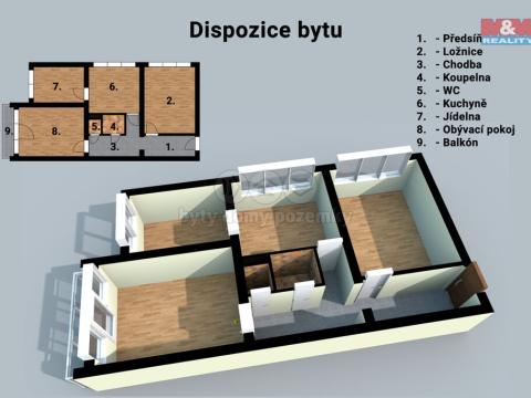 Prodej bytu 2+1, Zlín, Díly IV, 60 m2